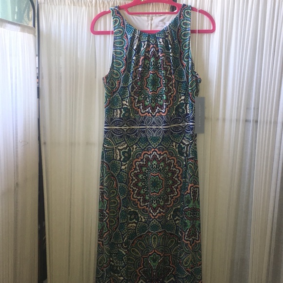 NWT London Times Pleated Neck Handkerchief Dress - Picture 3 of 6